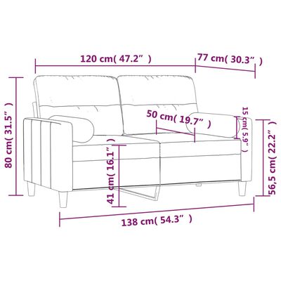 vidaXL 2-Sitzer-Sofa mit Zierkissen Dunkelgrau 120 cm Stoff