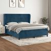 vidaXL Boxspringbett mit Matratze Dunkelblau 180x200 cm Samt