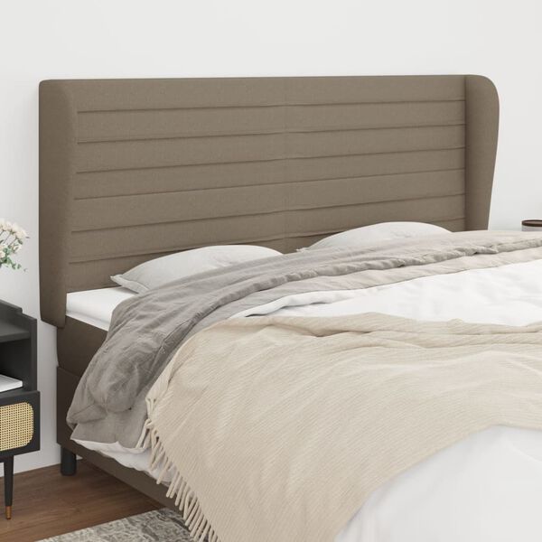 vidaXL Kopfteil mit Ohren Taupe 203x23x118/128 cm Stoff