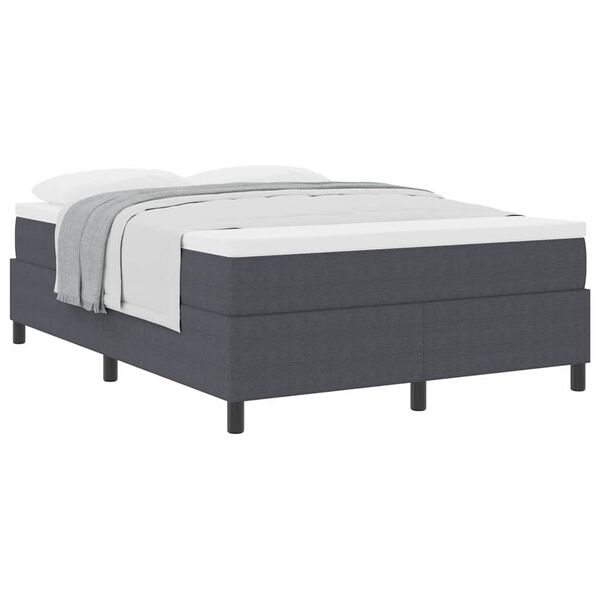 vidaXL Boxspringbett Dunkelgrau und Wei&szlig; 140 x 200 cm Cordstoff