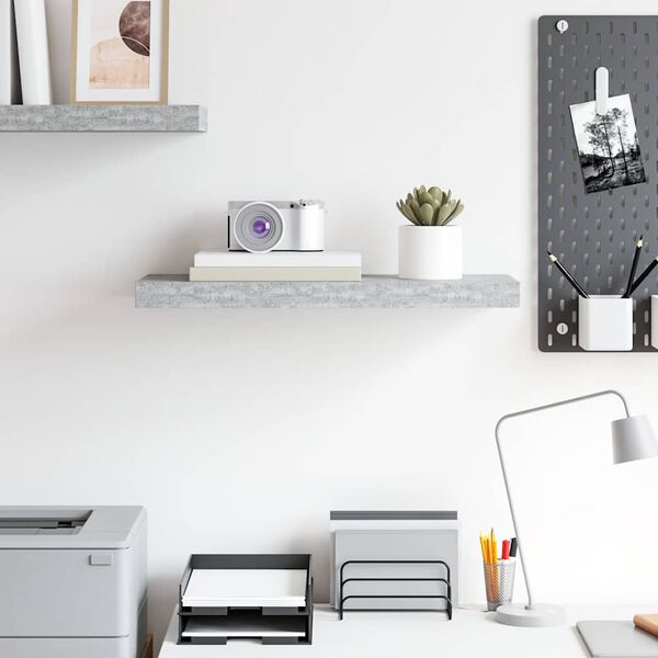 vidaXL Schweberegal Betongrau 60x23,5x3,8 cm MDF
