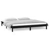 vidaXL Massivholzbett mit LEDs Schwarz 135x190 cm