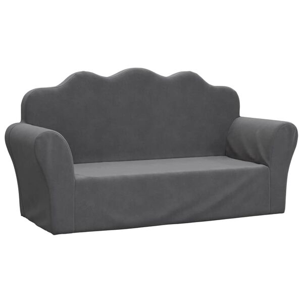 vidaXL Kindersofa 2-Sitzer Anthrazit Weich Pl&uuml;sch