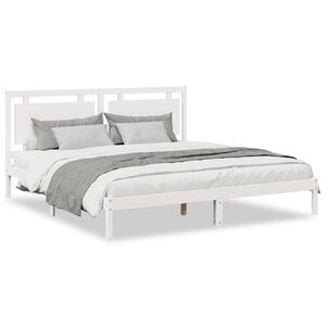 vidaXL Massivholzbett Extra Lang ohne Matratze Wei&szlig; 200x220 cm