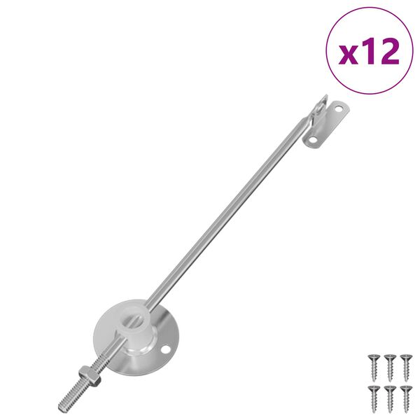 vidaXL Deckelst&uuml;tzscharnier 12 pcs Silber 194 x 36 x 18 mm Eisen