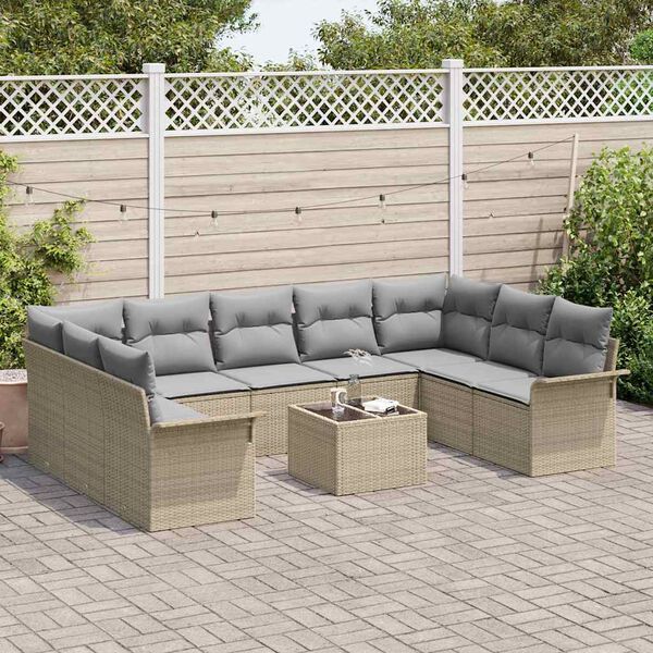 vidaXL Gartensofa-set mit Speicher 10 pcs Schwarz Poly-Rattan