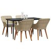 vidaXL Garten Essgruppe mit Kissen 5 pcs Beige Poly-Rattan