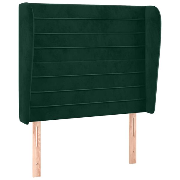 vidaXL Kopfteil mit Ohren Dunkelgr&uuml;n 103x23x118/128 cm Samt
