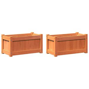vidaXL Pflanzk&uuml;bel 2 Stk. Wachsbraun Massivholz Kiefer