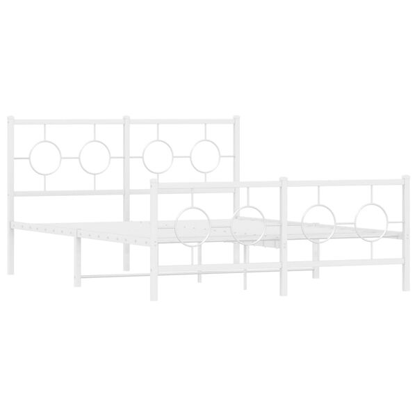vidaXL Bettgestell mit Kopf- und Fu&szlig;teil Metall Wei&szlig; 135x190 cm