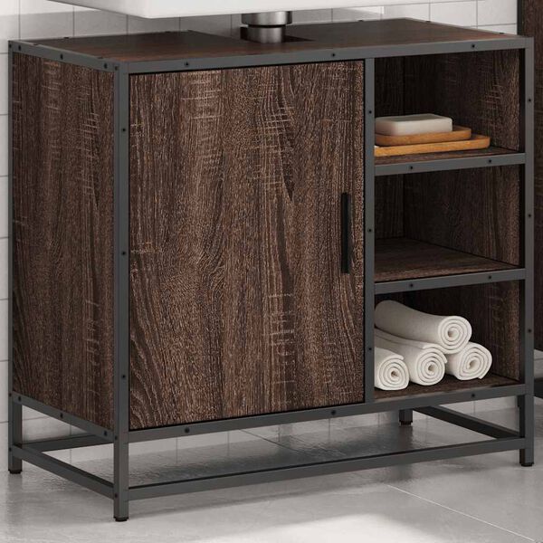 vidaXL Waschbeckenunterschrank Braun Eichen-Optik 65x33x60 cm