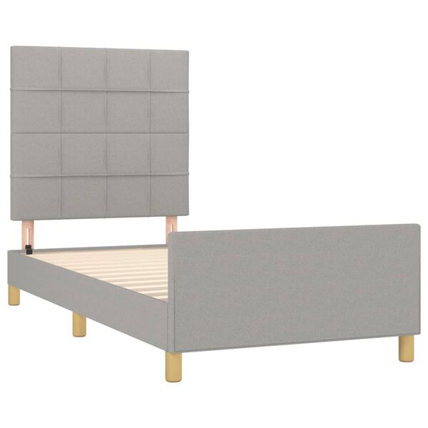 vidaXL Bettgestell ohne Matratze Hellgrau 90x200 cm Stoff