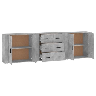 vidaXL Sideboards 3 Stk. Betongrau Holzwerkstoff