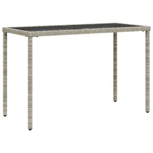 vidaXL Gartentisch mit Glasplatte Hellgrau 115x54x74 cm Poly Rattan