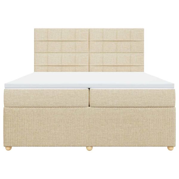 vidaXL Boxspringbett mit Matratze Creme 200x200 cm Stoff