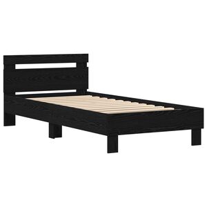 vidaXL Bettrahmen Schwarz Eichen-Optik 90 x 200 cm Holzwerkstoff