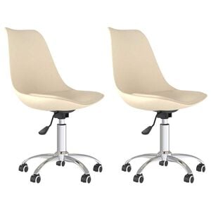 vidaXL Esszimmerst&uuml;hle 2 Stk. Drehbar Creme Stoff