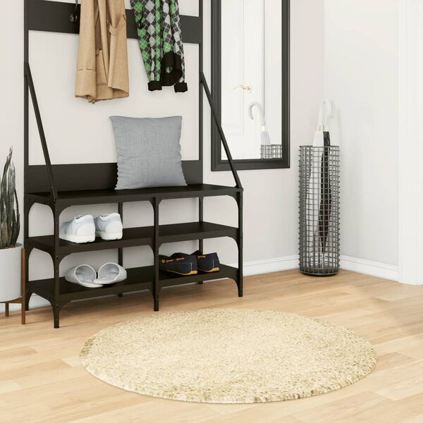 vidaXL Teppich Shaggy Hochflor Modern Golden &Oslash; 100 cm