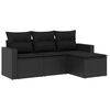 vidaXL 4-tlg. Garten-Sofagarnitur mit Kissen Schwarz Poly Rattan