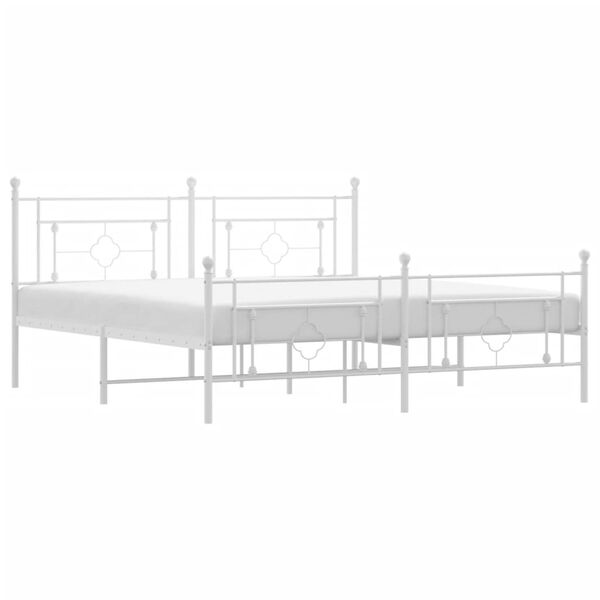 vidaXL Bettgestell mit Kopf- und Fu&szlig;teil Metall Wei&szlig; 183x213 cm