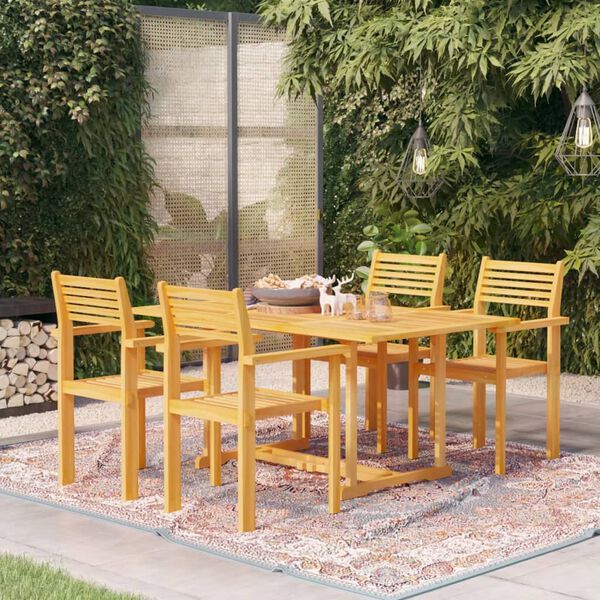 vidaXL 5-tlg. Garten-Essgruppe Massivholz Teak