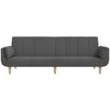 vidaXL Schlafsofa 2-Sitzer mit 2 Kissen Dunkelgrau Stoff