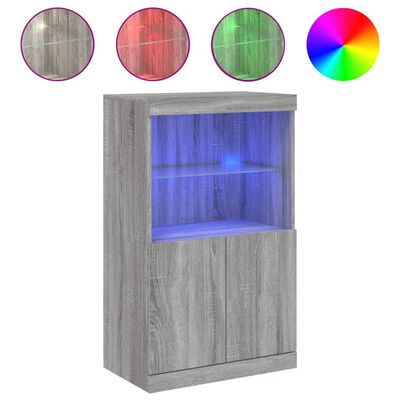 vidaXL Sideboard mit LED-Leuchten Grau Sonoma 60,5x37x100 cm
