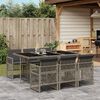 vidaXL 7-tlg. Garten-Essgruppe mit Kissen Grau Poly Rattan