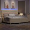 vidaXL LED Boxspringbett mit Matratze Creme 200 x 200 cm Stoff