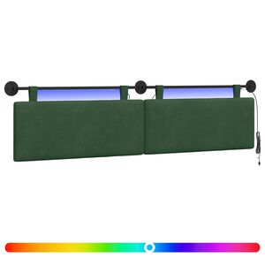 vidaXL H&auml;ngendes Kopfteil Mit LED Licht Dschungelgr&uuml;n Cordstoff
