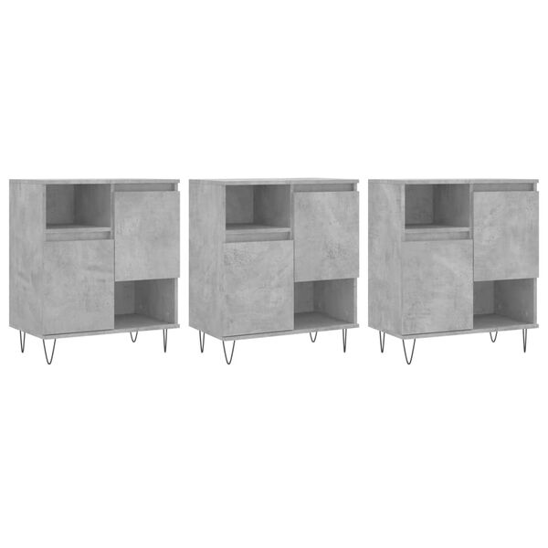vidaXL Sideboards 3 Stk. Betongrau Holzwerkstoff