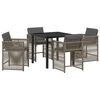 vidaXL Garten Essgruppe 5 pcs Grau Poly-Rattan