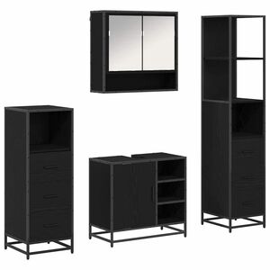 vidaXL Badezimmerm&ouml;bel-Set 4 stk. Schwarz Eichen-Optik 65 x 33 x 60 cm