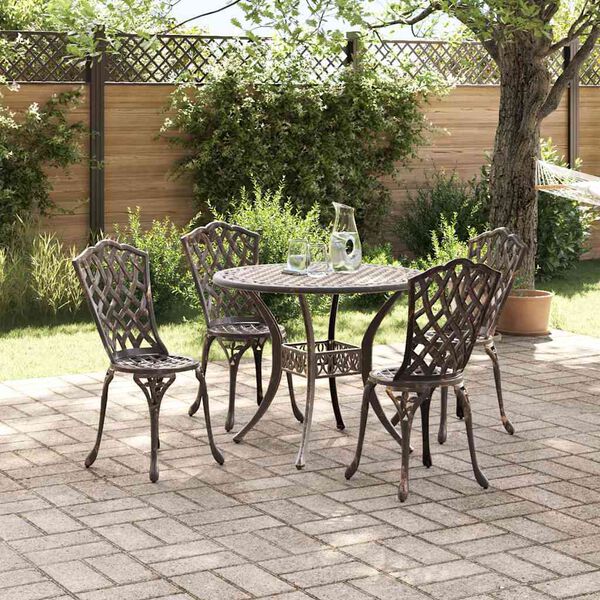 vidaXL Garten Essgruppe 5 pcs Bronze 90 x 90 x 75 cm Gussaluminium