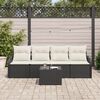 vidaXL Gartensofa-set mit Speicher 5 pcs Schwarz und Creme Poly-Rattan