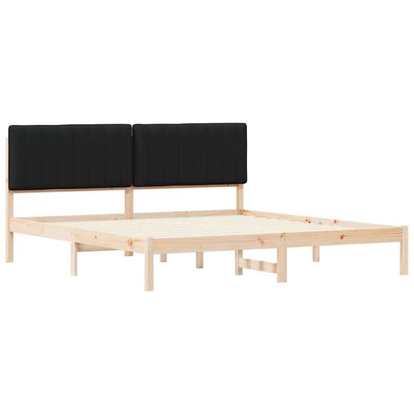 vidaXL Bettgestell mit gepolstertem Kopfteil Schwarz 180 x 200 cm