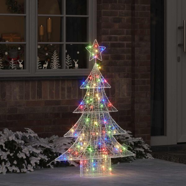 vidaXL Weihnachtsbaum mit 100 LEDs Mehrfarbig 120 cm Acryl
