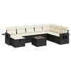 vidaXL 9-tlg. Garten-Sofagarnitur mit Kissen Schwarz Poly Rattan