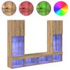 vidaXL TV Wand Einheiten mit LED 5 pcs Artisan-Eiche Holzwerkstoff