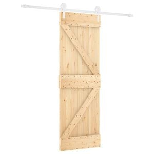 vidaXL Schiebet&uuml;r Nat&uuml;rlich und Wei&szlig; 70 x 210 cm Massivkiefer