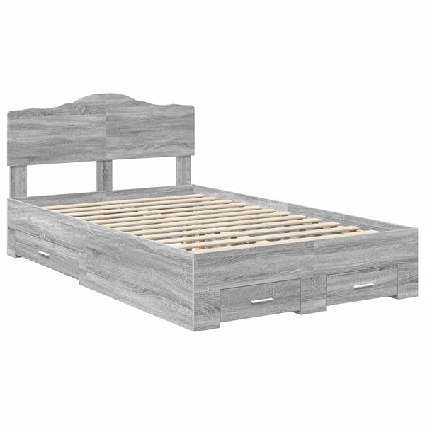vidaXL Bettrahmen Graues Sonoma 120 x 200 cm Holzwerkstoff