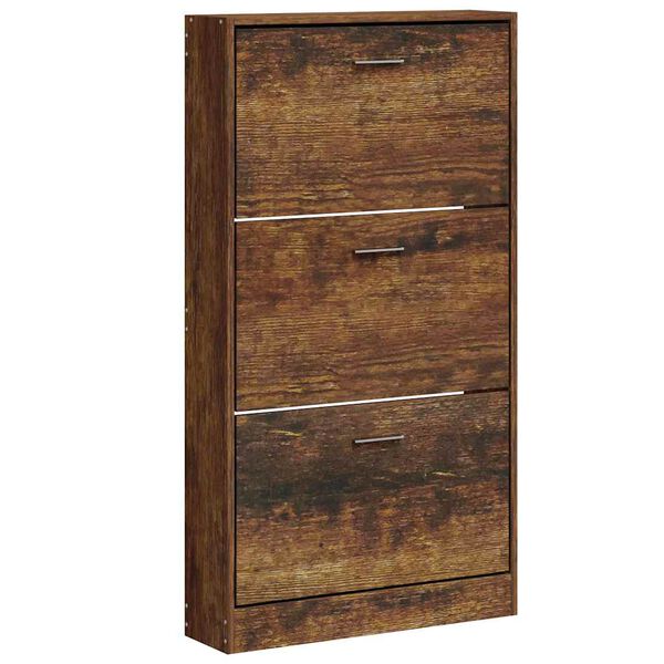 vidaXL Schuhschrank R&auml;uchereiche 59x17x108 cm Holzwerkstoff