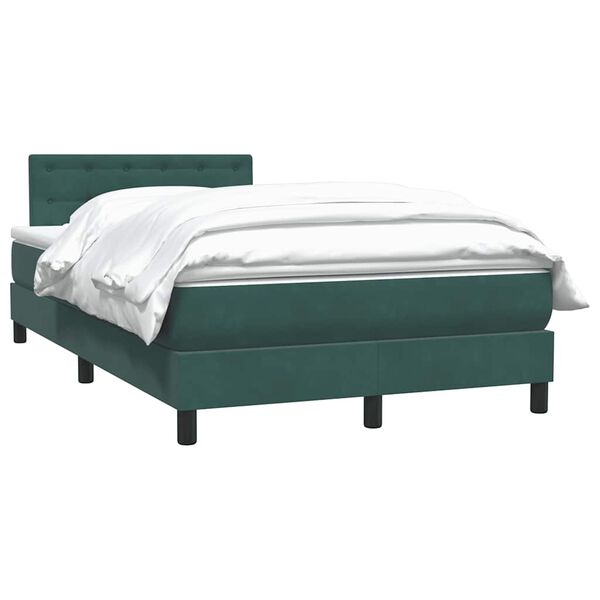 vidaXL Boxspringbett mit Matratze Dunkelgr&uuml;n 120x220 cm Samt