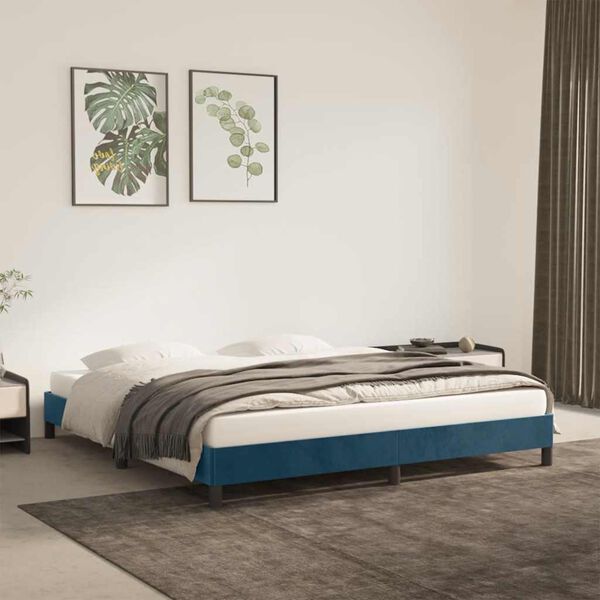 vidaXL Bettgestell ohne Matratze Dunkelblau 160x200 cm Samt