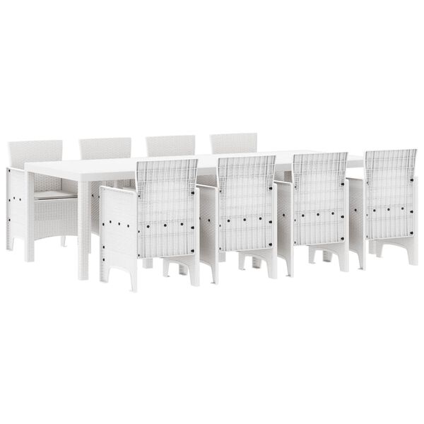 vidaXL Garten Essgruppe 9 pcs Wei&szlig; Polypropylen