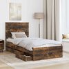 vidaXL Bettrahmen Ger&auml;ucherte Eiche 90 x 200 cm Ingenieurs Holz