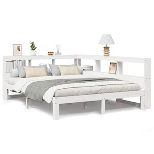 vidaXL Massivholzbett mit Regal ohne Matratze Wei&szlig; 140x200 cm Kiefer