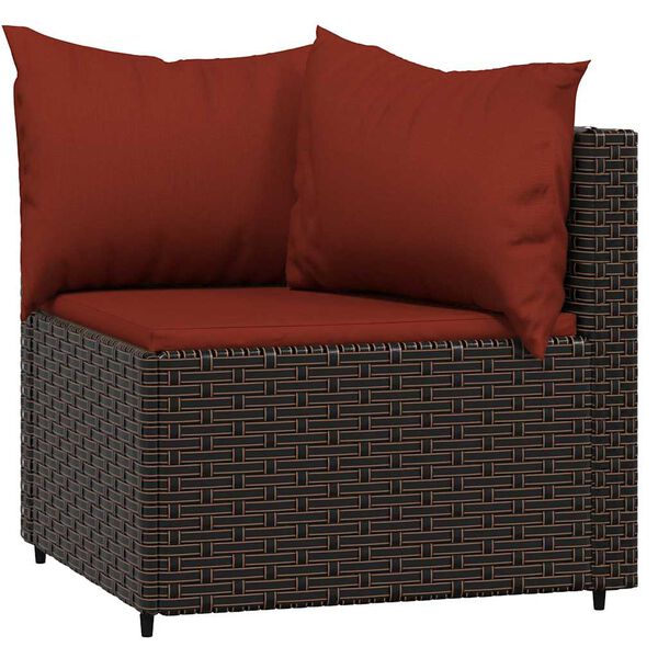 vidaXL 3-tlg. Garten-Lounge-Set mit Kissen Braun Poly Rattan