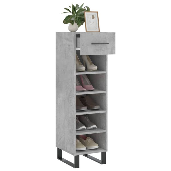 vidaXL Schuhschrank Betongrau 30x35x105 cm Holzwerkstoff