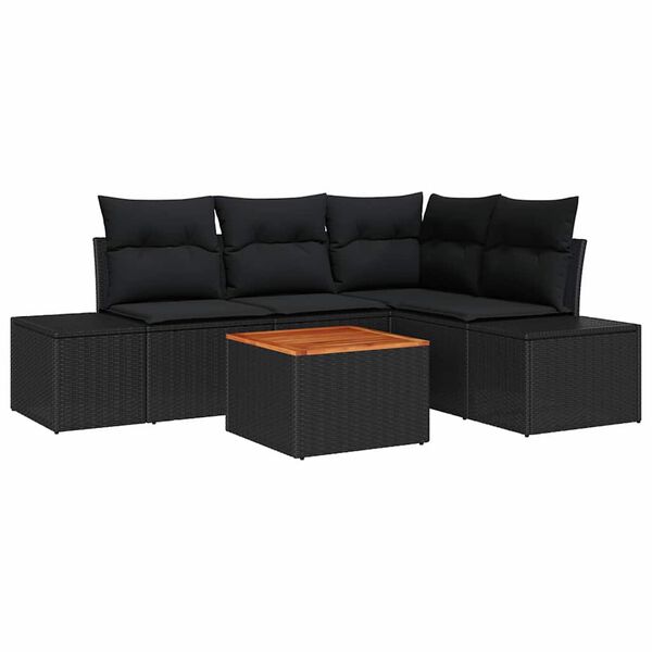 vidaXL Gartensofa-set mit Speicher 5 pcs Schwarz Poly-Rattan